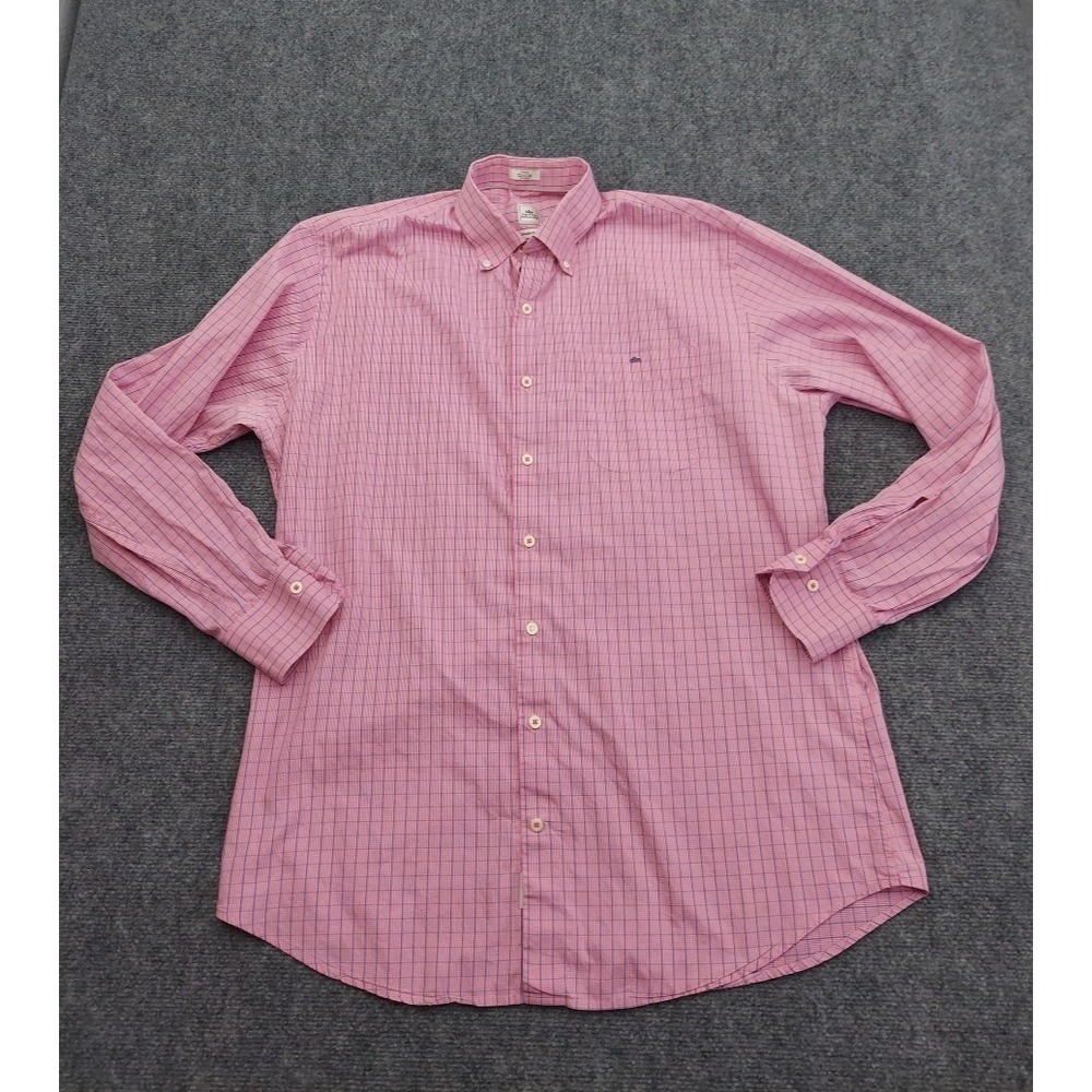 Peter Millar Shirt Mens Large Pink Plaid Check Button Down Long Sleeve Seaside